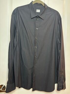 EUC Armani Collezioni Men's Cotton Dark Charcoal Button-Up Dress Shirt sz xxl
